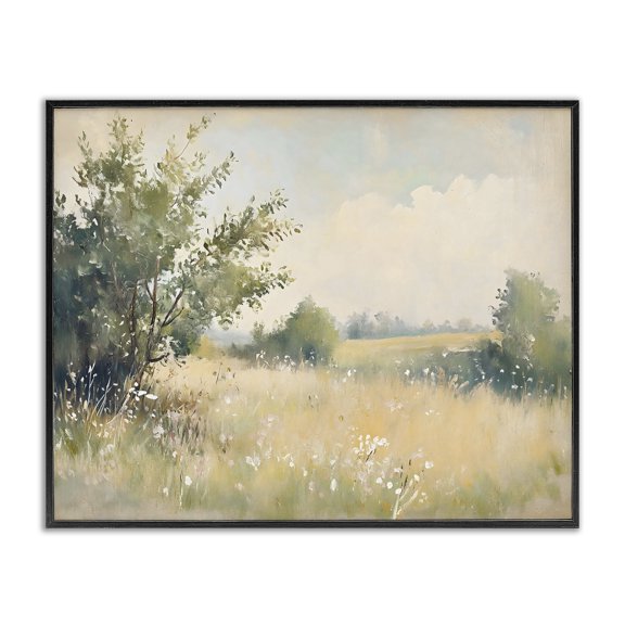 Stupell Industries Summer Meadow in Soft Light Black Framed Giclee Art, design by Creative Studio