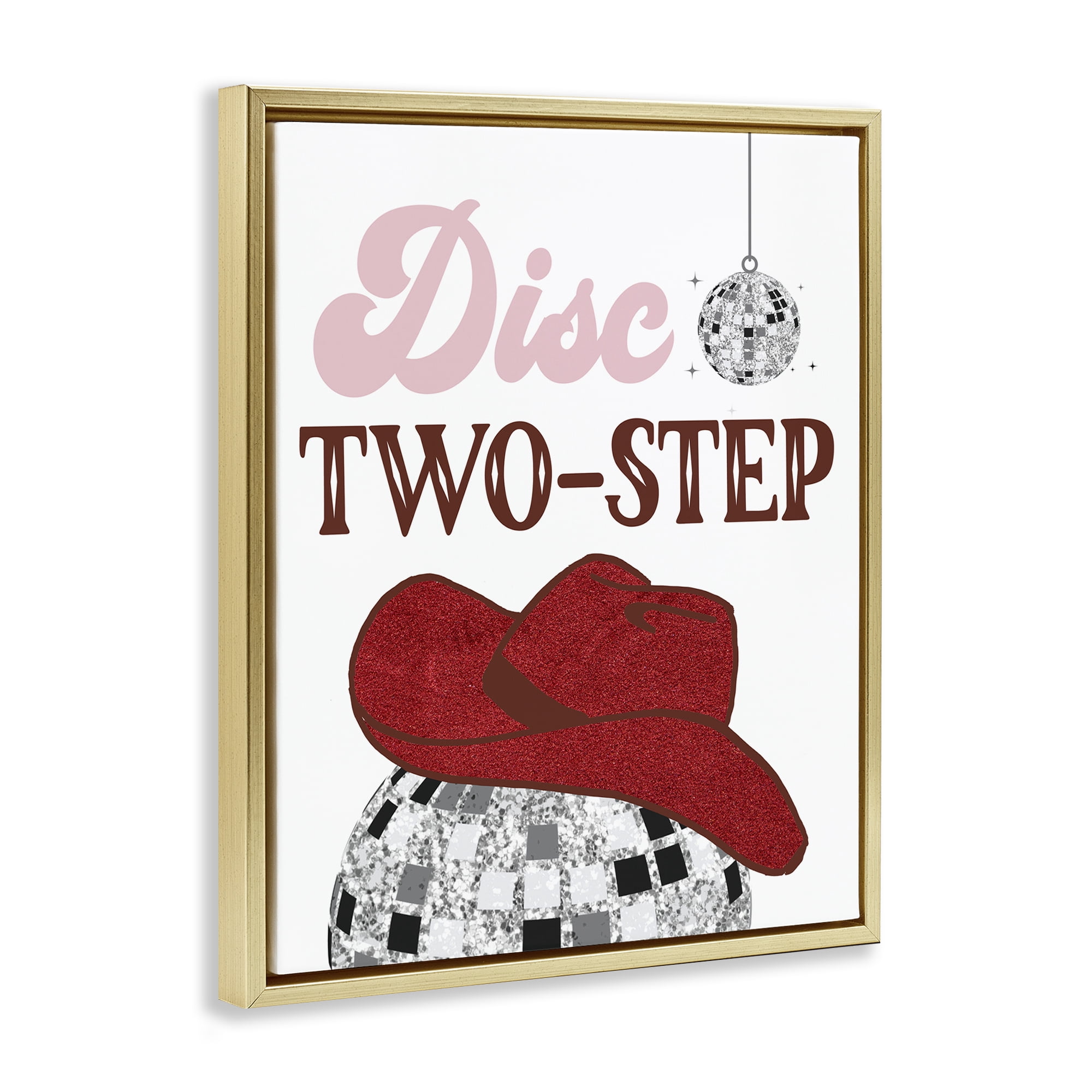 Stupell Industries Disco Two-Step Phrase Text & Numbers Painting Gold Floater Framed Canvas Art Print Wall Art, 25 x 31