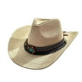 thumbnail image 2 of Cowboy Hat Classic Vintage Braided Curled Edge Wide Brim Men Sun Hat Outdoor Hat, 2 of 8
