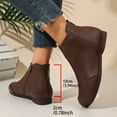thumbnail image 3 of Womens Ankle Boots Casual Round Toe Splice Vintage Soft Leather Zip up Short Booties Comfy Nonslip Flat Heel Dress Boots Coffee Size 6, 3 of 6