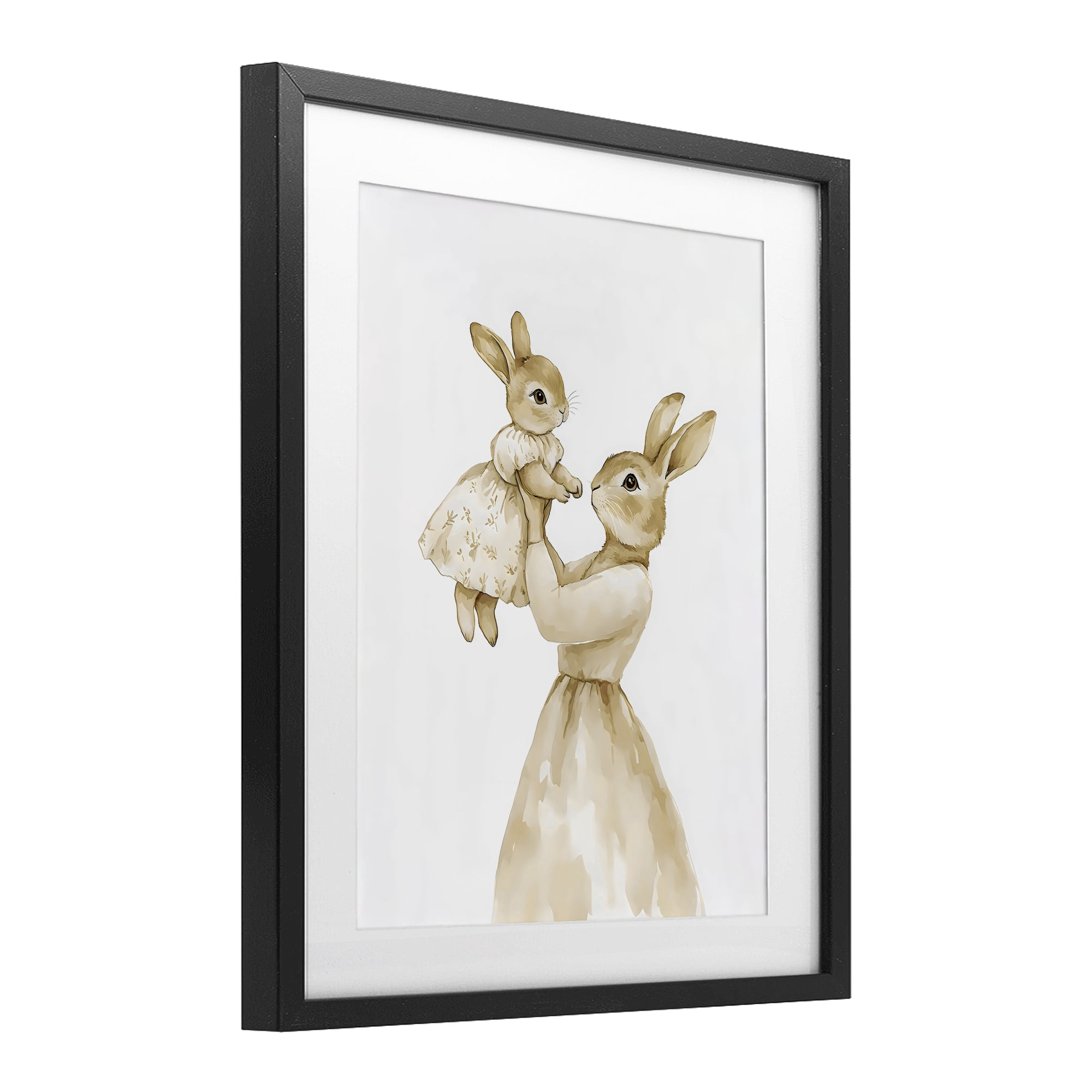 Stupell Industries Tender Mama Rabbit Black Framed Print Under Glass, design by Arlington Prints