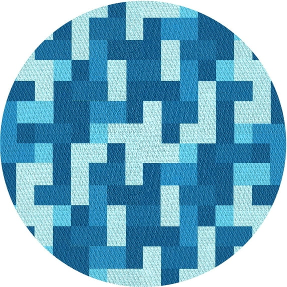 Ahgly Company Indoor Round Patterned Blue Dress Blue Area Rugs, 5' Round