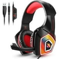 thumbnail image 1 of Casque de Jeu avec Micro pour Xbox One, PS5, PS4, PC, Nintendo Switch playstation 5 - Écouteurs Stéréo Basse - 3,5 mm - Écouteurs Légers Circum-Auriculaires avec Lumière LED, Contrôle du Volume, Réduction du Bruit, 1 of 9