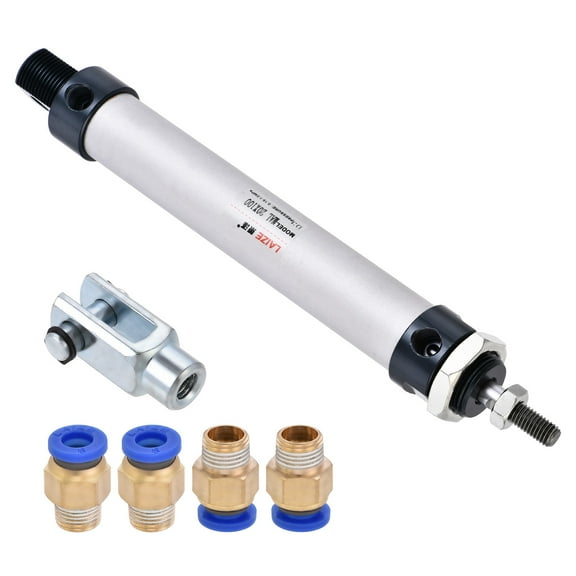 Uxcell 20mm Bore 100mm Stroke Pneumatic Air Cylinder with Y Connector and Fittings