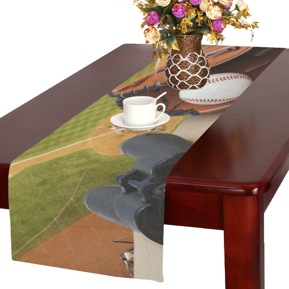 MYPOP Baseball Glove, Baseball Kitchen Dining Table Runner 16x72 inch