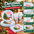 thumbnail image 3 of Krocisen Christmas Paper Plates Disponible Snowman Christmas Tree Party Plates for 25 Guests, Xmas Party Supplies with Napkins, Cups for Winter Holiday Decoration, 3 of 5