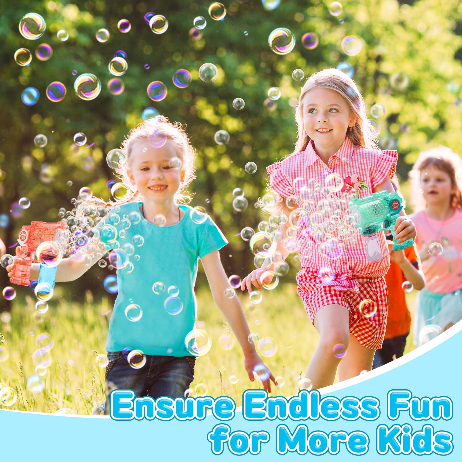 JoyStone 3 Pack Bubble Machine for Kids, Automatic Light Up Bubble Blower with 3 Bottles 20 Bags Refill Solution, Bubble Blaster Bubble Toys for Boys & Girls