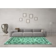 thumbnail image 3 of Ahgly Company Machine Washable Indoor Round Abstract Turquoise Blue Modern Area Rugs, 7' Round, 3 of 4