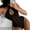 thumbnail image 2 of Aayomet One Piece Swimsuit Bathing Suits Twist Front Cutout Adjustable Straps Ruched Swimwear,Black L, 2 of 3