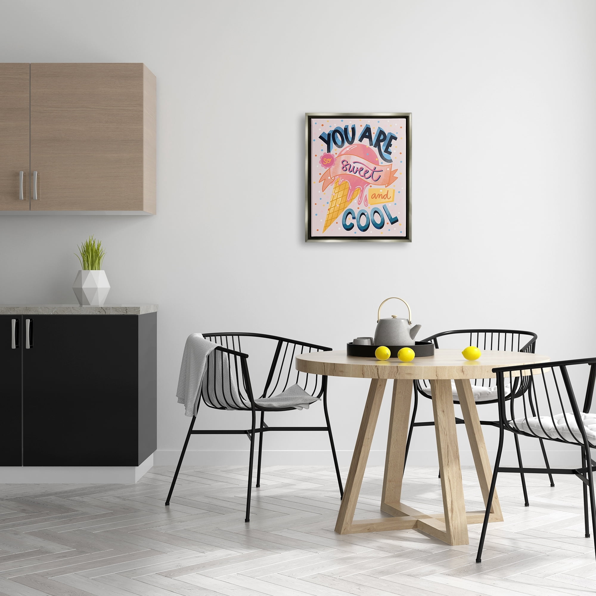 Stupell Industries Sweet & Cool Retro Patterned Polka Dot Ice Cream Graphic Art Luster Gray Floating Framed Canvas Print Wall Art, Design by Dominika Godette