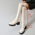 thumbnail image 2 of Miluxas Women's Over the Knee Platform Thigh High Boots Long Stretch Soft Round Toe Mid Chunky Heel Lug Sole Fall Boots Beige 8.5(41), 2 of 8