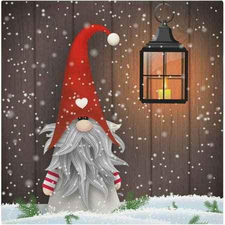 

Hidove Gnome Santa Claus Cloth Napkins Set of 4 Reusable Washable Polyester Dinner Table Napkins for Kitchen Dining Restaurant Party Decoration