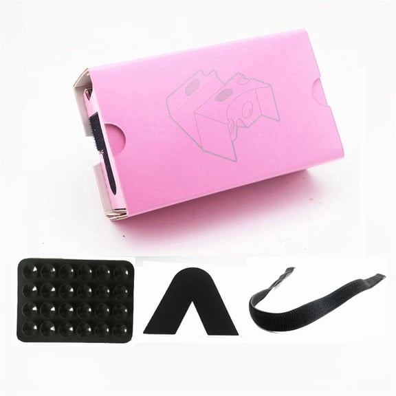 XIHAMA Google Cardboard, 3D VR Headsets DIY Virtual Reality box Glasses with Clear Optical Lens and Comfortable Head Strap for All 4-6 Inch Smartphones (VR2.0 Pink)