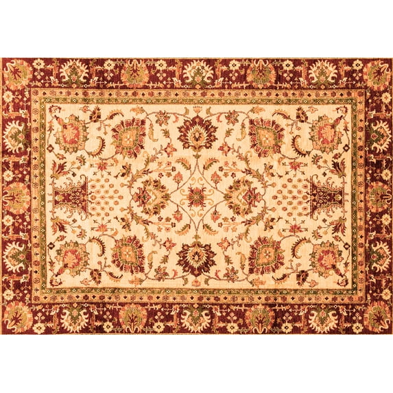 Ahgly Company Indoor Rectangle Oriental Orange Traditional Area Rugs, 2' x 5'