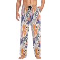 thumbnail image 4 of Men's Sleep Pants Lightweight Pjs Sleepwear Comfortable Lounge Pants Bottom Pants with Pocket Tropical Leaves and Dots, 4 of 7