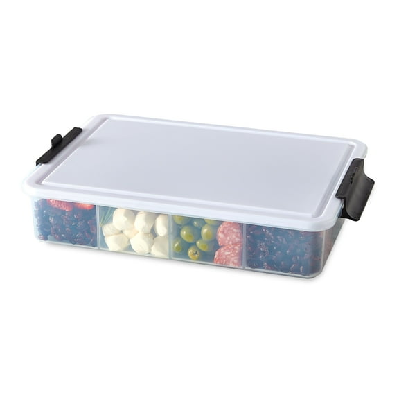 Farberware Build-a-Board Snackle Box Food Storage Container with Locking Cutting Board Lid, Plastic, 11 x 16 in