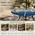 thumbnail image 6 of Round Outdoor Tablecloth with Umbrella Hole and Zipper, Blue Brown Wooden Grain Tablecloth with Elastic Waterproof, Farmhouse Gradient Wood Stripes Patio Table Covers for 45" - 54" Pool Tables, 6 of 9