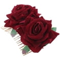 thumbnail image 2 of SHISUYAN Peigne à Fleurs Roses Accessoire de Cheveux Floral pour Femmes Filles Mariage Mariage (Rouge Vin), 2 of 9