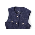thumbnail image 4 of HH TRAF Moda Mujer Botones Bolsillos Decoración Casual Slim Chaleco Superior Mujeres Chic Cuello Redondo Sin Mangas Textura Chaleco Superior Mujer, 4 of 4