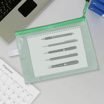 Comefolife A4 Mesh Zipper Pouch Bags, Zipper File Document Holder Waterproof Plastic Mesh Zipper File Bag Clear Zipper Bags for School Office Cosmetics & Travel Board Game Storage, Green