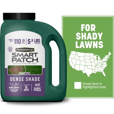 Pennington Smart Patch Dense Shade Grass Seed Mix, Tall Fescue Grass Seeds for Lawn, for Partial to Full Shade, 5.5 lb.