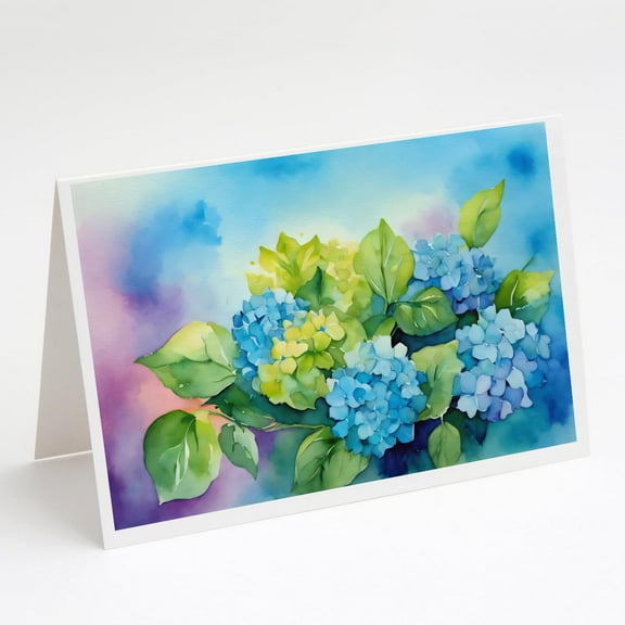 Hydrangeas in Watercolor Greeting Cards and Envelopes Pack of 8 7 in x 5 in