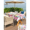 thumbnail image 4 of Outdoor Tablecloth with Umbrella Hole and Zipper, Easter Eggs Rectangle Table Cloth 60x102 Inch Waterproof Tablecloth, Spring Floral Gnomes Plants Butterflies Pink Plaid Picnic Table Cover for Patio, 4 of 7
