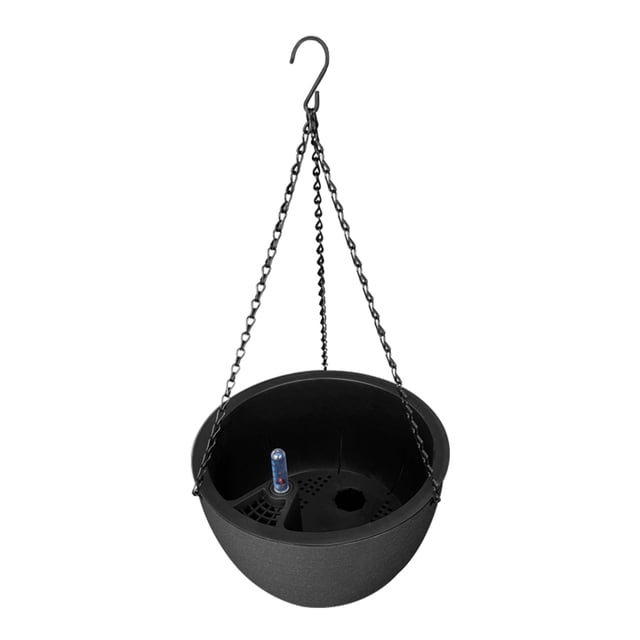 Inteprter Cesta colgante Maceta Maceta de plástico Maceta de riego automático Colgador de soporte Decoración para el hogar Maceta colgante de jardín Jardín y Patio gris oscuro Inteprter HA001100-03