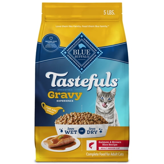 Blue Buffalo Tastefuls Irresistible Gravy Indoor Adult Dry Cat Food, Salmon, 5lb Bag