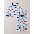 thumbnail image 2 of Kid's 2pcs Pijama, Conjunto De Top De Manga Larga Y Pantalones De Cintura Elástica, Estampado De Árbol Y Coche, Ropa De Descanso, Conjunto De PJ Cómodo Y Casual De Estilo Navideño Para Niños Y Niñas, 2 of 4