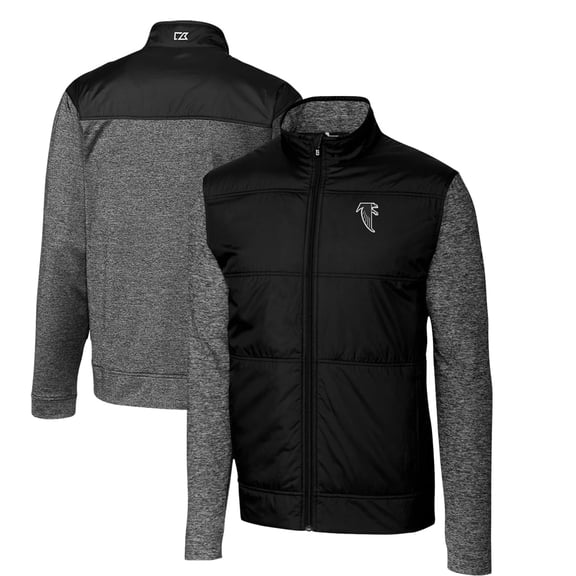 Men's Cutter & Buck Black Atlanta Falcons Throwback Logo Big & Tall Stealth Hybrid Quilted Full-Zip Windbreaker Jacket