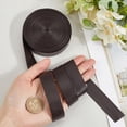 thumbnail image 3 of 5m x 20mm Foldover Leather Strips Faux Leather Trimming Tape 1mm Thick Flat Leather Cord String Lambskin Texture PU Leatherette Strap for DIY Sewing Seaming Hemming Crafts Coconut Brown, 3 of 5