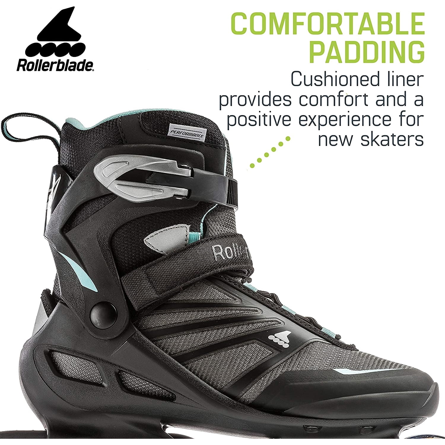 Rollerblade Zetrablade Women's Adult Fitness Inline Skate Size 7, Black & Blue