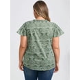 thumbnail image 3 of DARING DIVA Women's Plus V Neck Short Sleeve Flowy Casual Blouse 4X Gray Green, 3 of 5