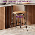 thumbnail image 6 of Coewske Set of 2 Swivel Rattan Bar Stools，26” Counter Height, Natural Woven Back & Faux Leather Seat， Mid-Century Modern Kitchen Island Chairs， Brown, 6 of 8