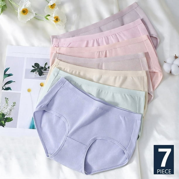 7 piezas de bragas de algodon para mujer ropa interior transpirable bragas sin costuras para ninas bragas solidas calzoncillos suaves lenceria sexy de talle bajo para mujer Walmart en linea