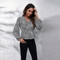 thumbnail image 4 of Lu's Chic Women's Long Sleeve Top Thin Pullovers V Neck Bishop Sleeve Babydoll Lightweight Polyester Pull Over Patterned12 Small, 4 of 4