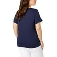 thumbnail image 2 of Karen Scott Womens Plus Garden Flutter Embellished Graphic T-Shirt Navy 1X, 2 of 3
