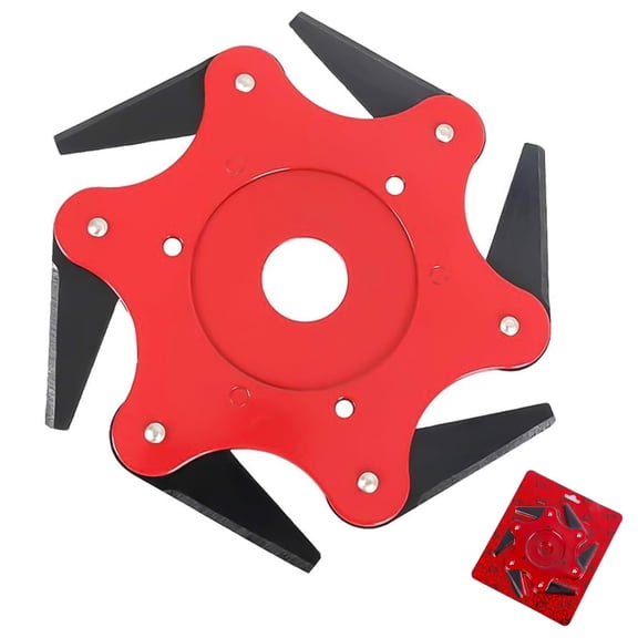 Steel Trimmer Head, Premium 6-Leaf 65Mn Manganese Steel Razor Blades, Upgraded Universal Weed Eater Blade, Professional Cutter Replacement for String Trimmers, Brush Cutters, and Lawn Mowers Red