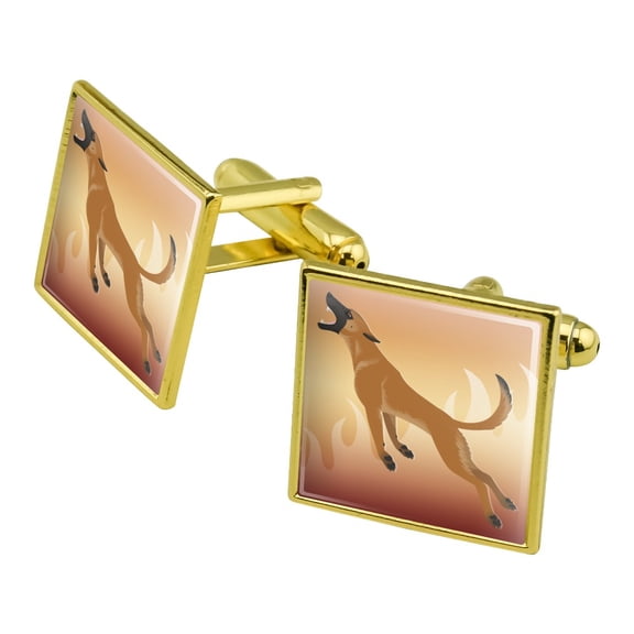 Belgian Malinois Dog Bite Training Square Cufflink Set - Silver or Gold