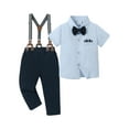 thumbnail image 3 of SANMIO Toddler Baby Boy Clothes Suit Gentleman Wedding Formal Dress Outfits,  Shirt with Bowtie + Suspender Pants 1-5 Years, 3 of 6
