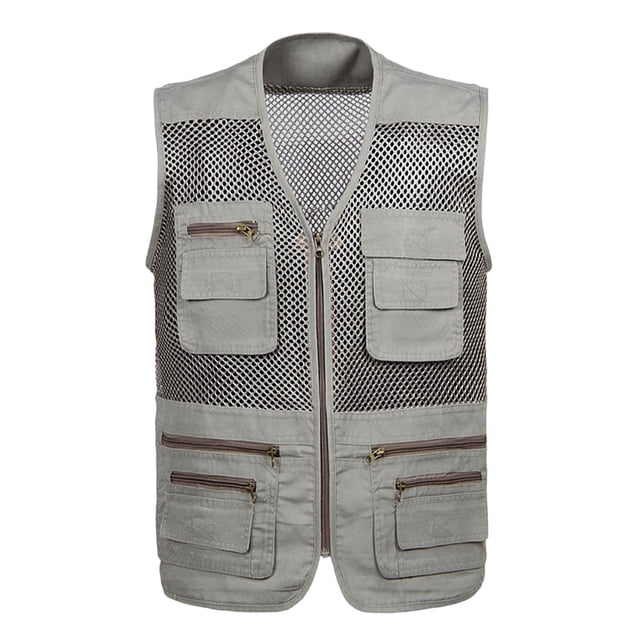 Handshe Gilet Utilitaire Uni pour Homme, Gilet de Travail Sans Manches à Col en V avec Multiples Poches pour Photographie de Plein Air, Équipement de Randonnée et de Camping, Grande Taille