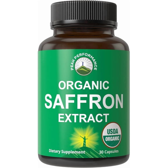 Saffron Supplements - USDA Organic Saffron Extract Capsules for Women, Men, and Kids. with Organic Prebiotic Fiber Instead of Filler. Pure and Natural for Mood, Brain, Focus, Cravings, PMS