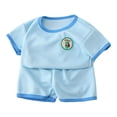 thumbnail image 4 of UngA Toddler Baby Boys Summer Clothes 3 6 12 18 24 Months 2T 3T 4T 5T Cute Cotton Sports T-Shirt Shorts Set Casual Toddler Baby Outfits Girl (Blue,18-24 Months), 4 of 4