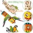 thumbnail image 5 of Bird Chew Toy with Bell, Hanging Rotating Wood Block for Parrot Foraging Enrichment, Small to Medium Bird Toys for Cockatiel, Conure, Caique to Grind Beak and Relieve Boredom, 5 of 7