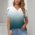 thumbnail image 2 of Ruimatai Women's V-Neck Short Sleeve Blouse Casual Button Down Ombre Print Top Comfortable Summer Fashion T-Shirt, 2 of 6