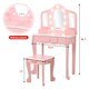 thumbnail image 5 of Tocador para niñas con espejo triple y luces ajustables, set de maquillaje infantil de madera con taburete y cajón, mesa de juego de roles para dormitorio o sala de juegos, blanco, 5 of 8