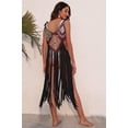 thumbnail image 4 of Kukuzhu Women Swimsuit Coverups Crochet Floral Long Fringe Hem Beach Swimsuit Bikini Tassel Slip Dress Cover Up Pool Swimwear, 4 of 5