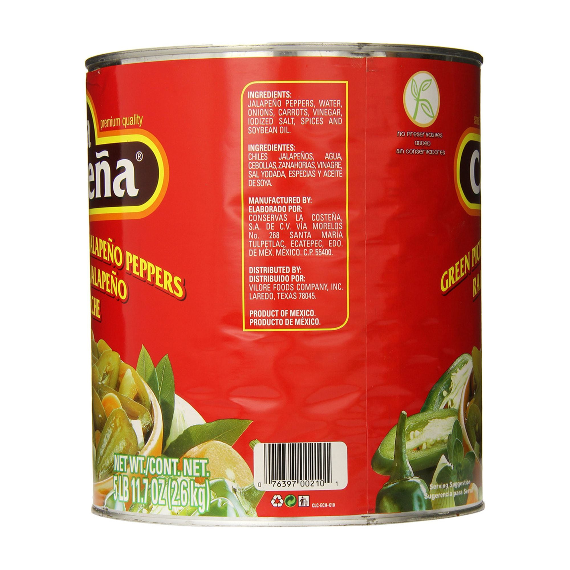 La Costena Pickled Sliced Jalapeno Peppers, Green, 93 Ounce (Pack of 8)