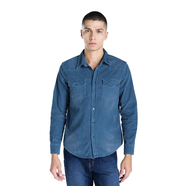 Camisa Oggi 2311319, Caballero, Corte Slim, Pana, color Azul tono Medio Oggi Jeans 2311319